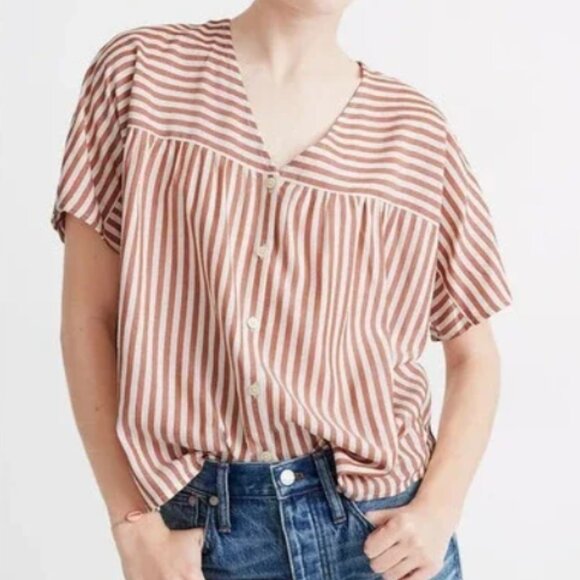 Madewell Tops - Rhyme Button-Front Boxy Top in Stripe Play, Large